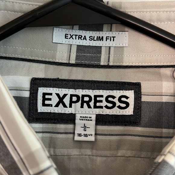 Express Button down size L extra slim fit gray pattern used-like new - Picture 2 of 7